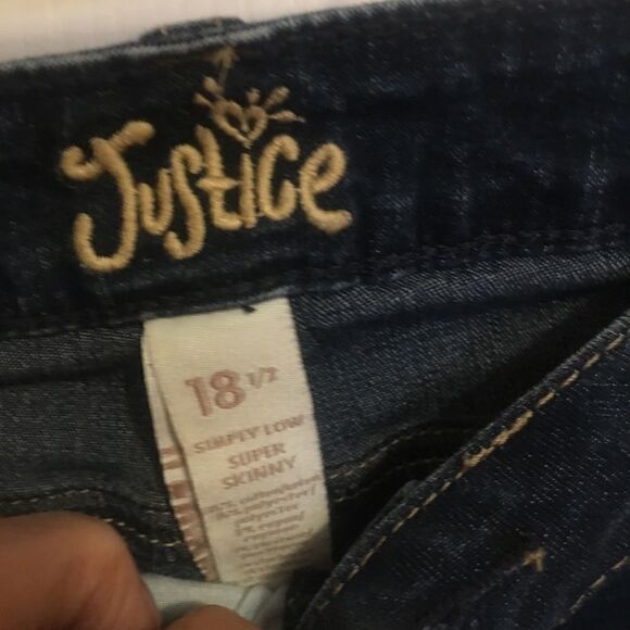 Justice Girls Jeans Size 18 1/2 Dark Wash - Picture 5 of 9
